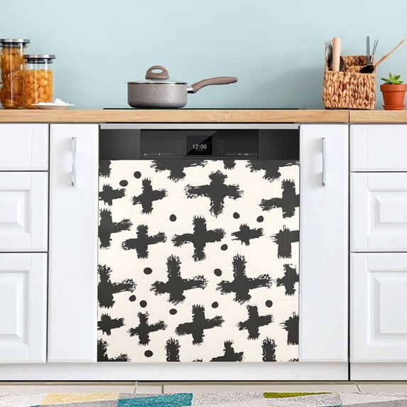 Cross Black Dishwasher Magnetic Covers Magnet Sticker Kitchen Decor Dishwasher Refrigerator Front Door Covers Decorative Magnetic 23" x 26"