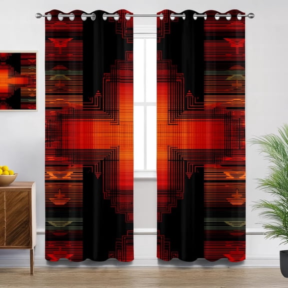 Cross Blackout Curtains, Gothic Cross Window Curtains for Bedroom Living Room Kitchen, Thermal Insulated Grommet Drapes 26"W x 45"L (2 Pack)