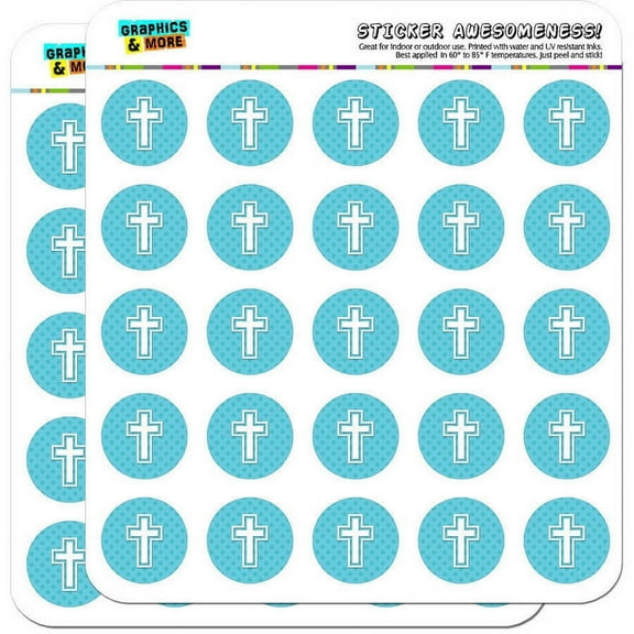 Cross Blue Baby Boy Christening Baptism Shower 50 1" Planner Calendar Scrapbooking Crafting Stickers