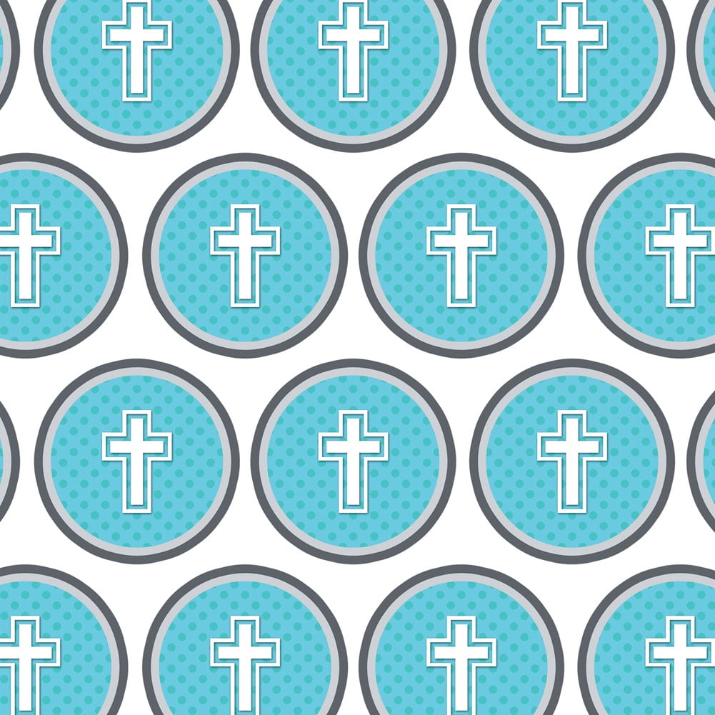 GRAPHICS AND MORE Cross Blue Baby Boy Christening Baptism Shower Premium Gift Wrap Wrapping Paper Roll