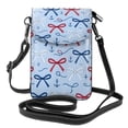 thumbnail image 1 of Cross-Body Bag Flip Phone Bag 7.6inx4.9in Durable Waterproof Pu Leather Small Size But Spacious Magnet Button Nautical Theme Thin Ribbon Bow Pattern, 1 of 5