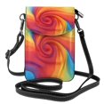 thumbnail image 1 of Cross-Body Bag Flip Phone Bag 7.6inx4.9in Durable Waterproof Pu Leather Small Size But Spacious Magnet Button Red Tie Dye Background Rainbow Colors (2), 1 of 5
