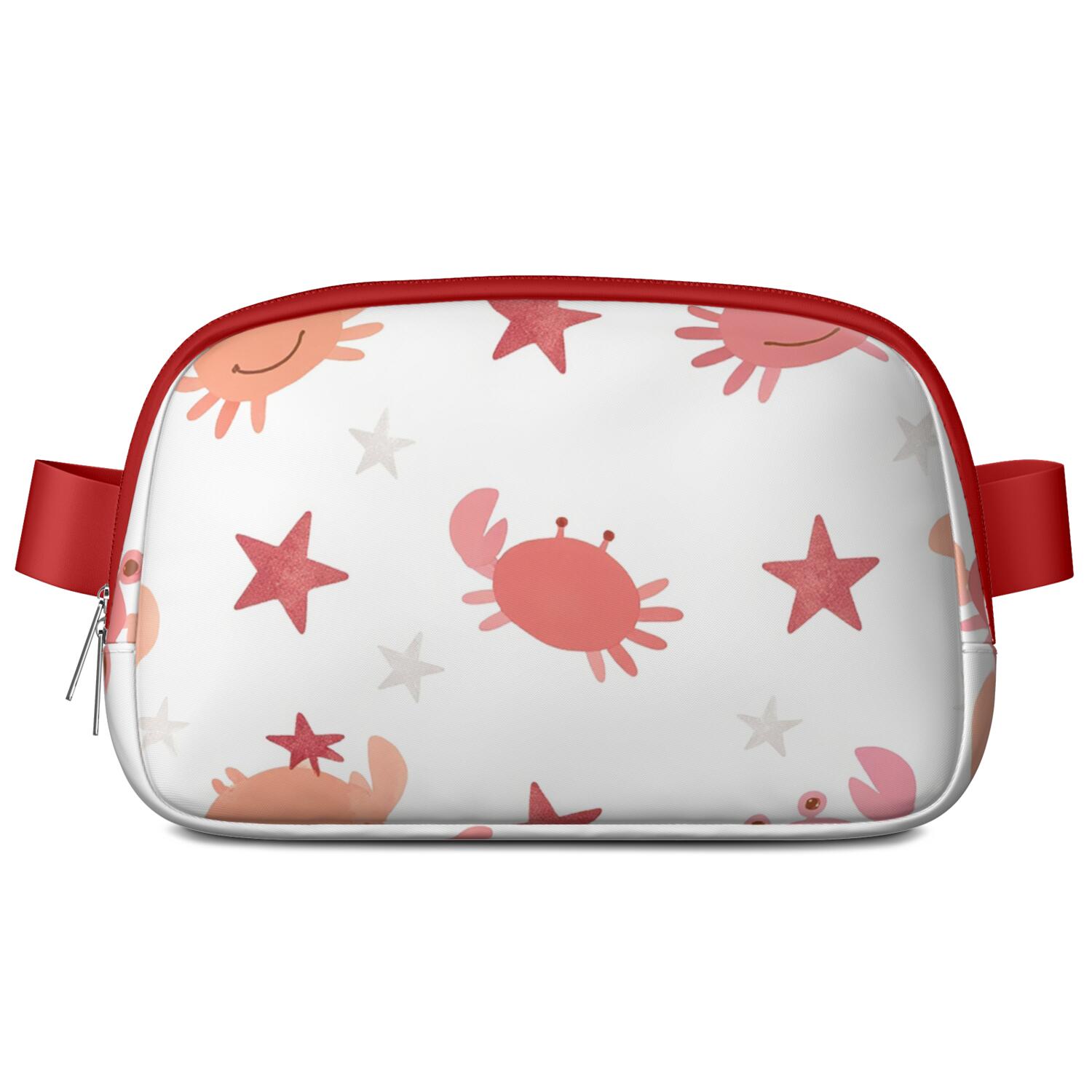 Cross Body Bag for Men&Women Fashionable Waterproof Fanny Pack with Adjustable Strap for Casual Running Hiking Cycling Cute Crab Marine Adorable Sporty Waist Pack