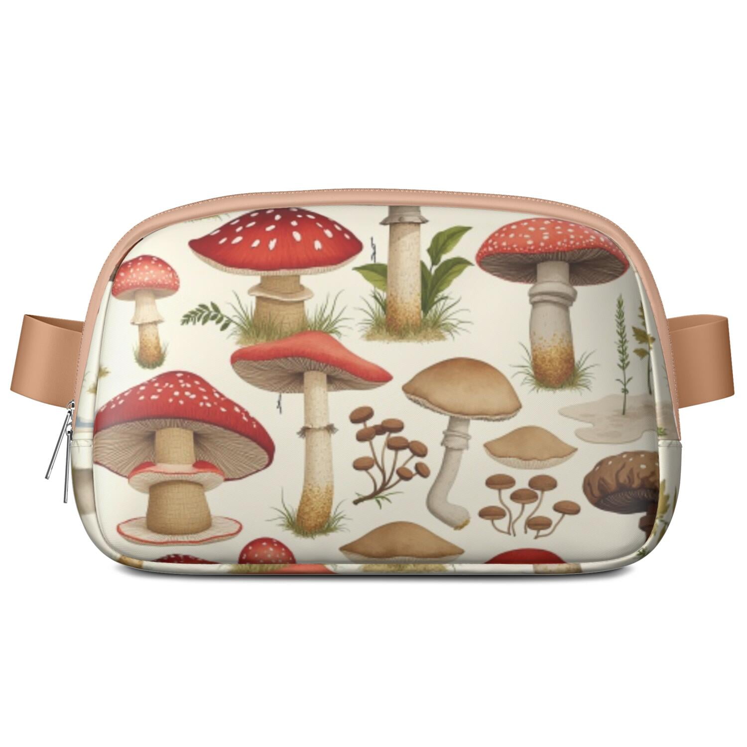 Cross Body Bag for Sports Enthusiasts Commuters Fashionable Waterproof Fanny Pack with Adjustable Strap for Outdoors Workout Traveling Mushroom Sporty Waist Pack