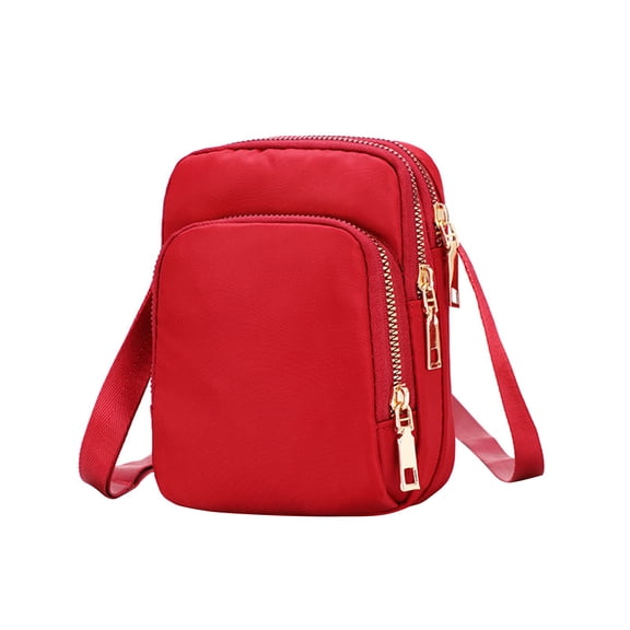 Cross Body Bag Women Nylon, Ladies Purse Mini 3 Layer Zipper Shoulder Wallet Bag