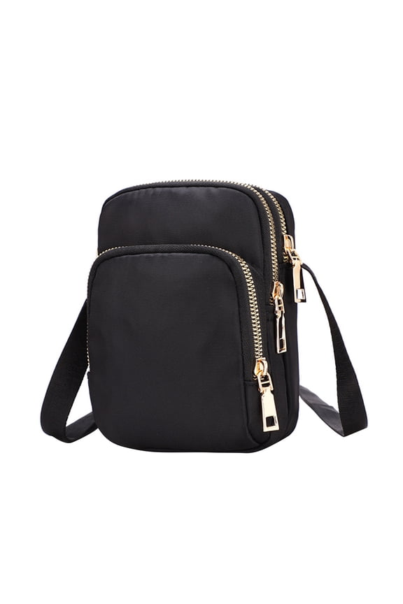 Cross Body Bag Women Nylon, Ladies Purse Mini 3 Layer Zipper Shoulder Wallet Bag