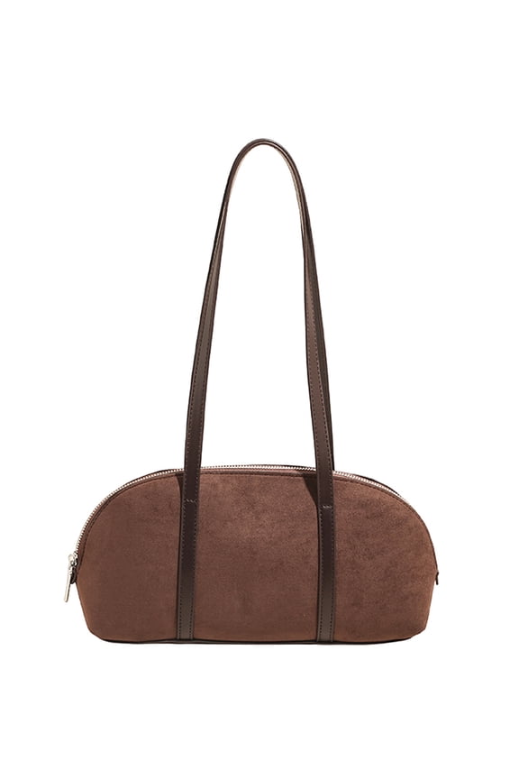 Cross Body Bag for Women, Faux Suede Casual Tote Handbag Retro Shoulder Bag All-match Armpit Bag (Coffee)