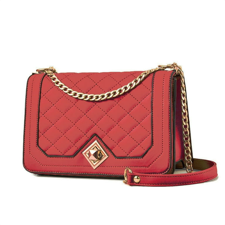 Cross Body Bag for Women Handbag with Adjustable Strap Small Chain Shoulder  Bags Purse-Red