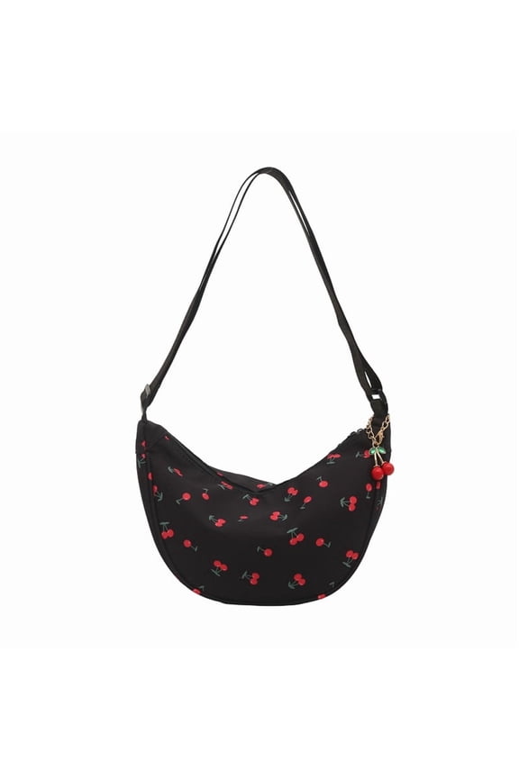 Cross Body Bag for Women, Nylon Crescent Bag With Adjustable Strap For Travel Shopping Work (Black)