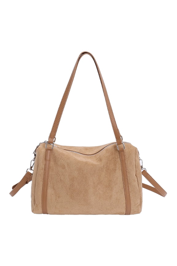 Cross Body Bag for Women, Suede Leather Handbag Vintage Shoulder Bag Elegant Commute Tote Bag (Khaki)