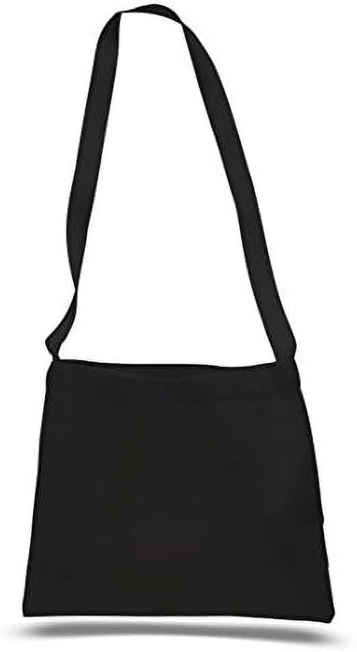 Cross Body Canvas Totes Small Messenger Tote Bags Long Shoulder Straps (Set Of 12, Black