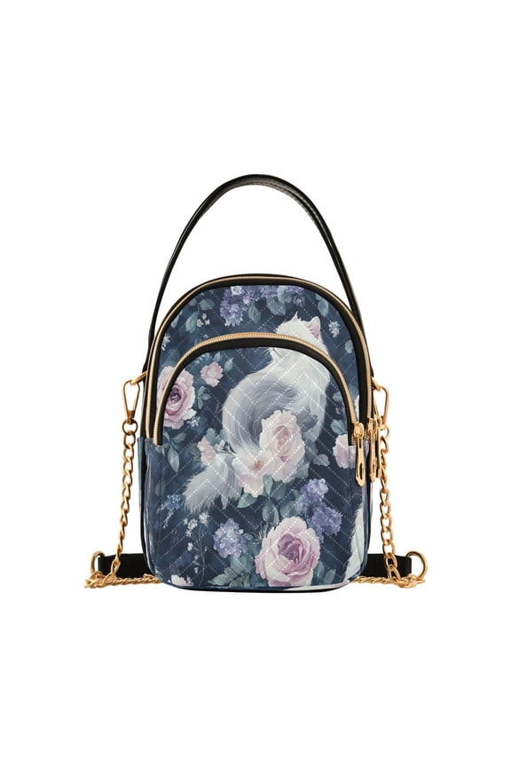Cross Body Fashion Shoulder Waist Purse Bags Charming Cat Blossoms Pocket Handbags
