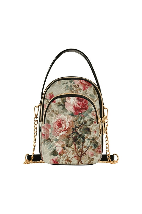 Cross Body Fashion Shoulder Waist Purse Bags Classic Rose Garden Fabric Pocket Handbags