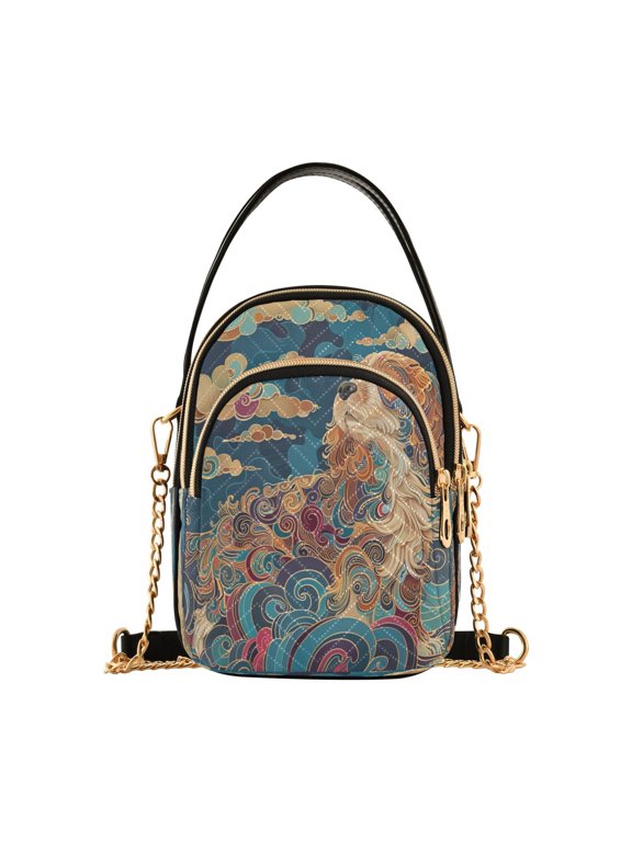 Cross Body Fashion Shoulder Waist Purse Bags Majestic Pup in A Swirled Sky Pocket Handbags