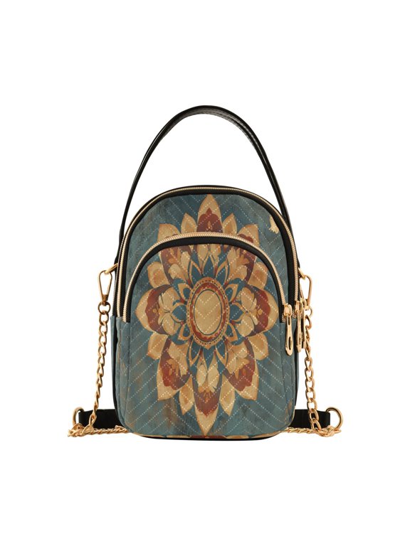 Cross Body Fashion Shoulder Waist Purse Bags Mandala Pattern Pocket Handbags