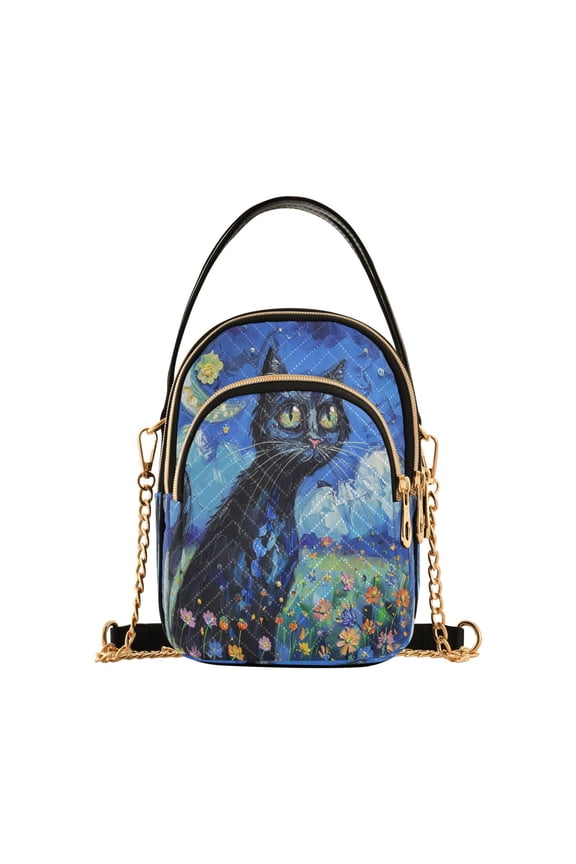 Cross Body Fashion Shoulder Waist Purse Bags Moonlit Kitty Dreams Pocket Handbags