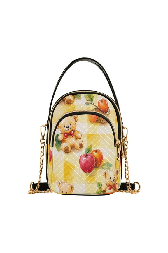 Cross Body Fashion Shoulder Waist Purse Bags Playful Bears Amongst Fresh Fruit Pocket Handbags