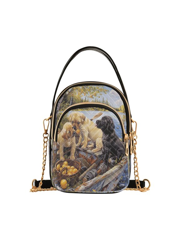 Cross Body Fashion Shoulder Waist Purse Bags Puppies on A Lake Adventure Pocket Handbags