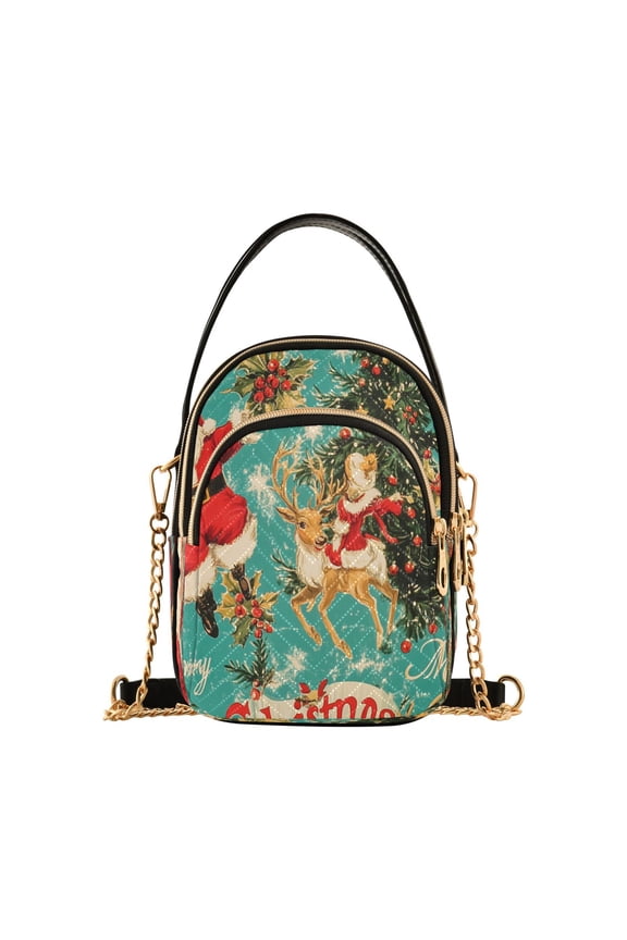 Cross Body Fashion Shoulder Waist Purse Bags Santa's Festive Ride Pocket Handbags