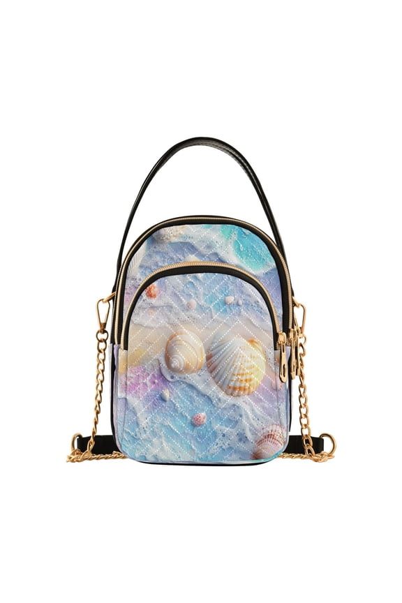 Cross Body Fashion Shoulder Waist Purse Bags Seashells on Sandy Beach Pocket Handbags
