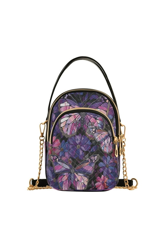Cross Body Fashion Shoulder Waist Purse Bags Stained Glass Flutter Pocket Handbags
