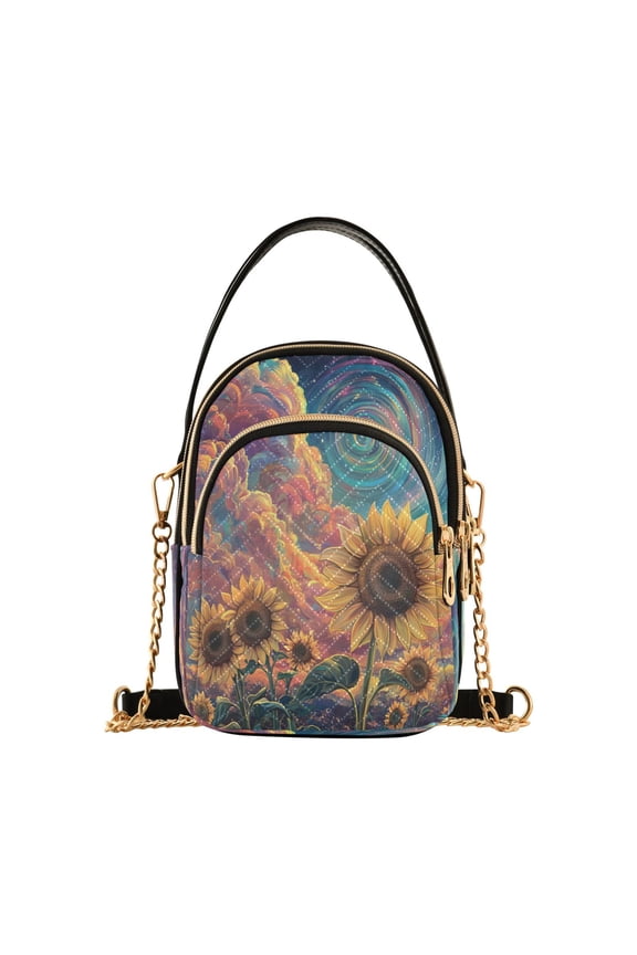 Cross Body Fashion Shoulder Waist Purse Bags Sunflowers under A Cosmic Sky Pocket Handbags