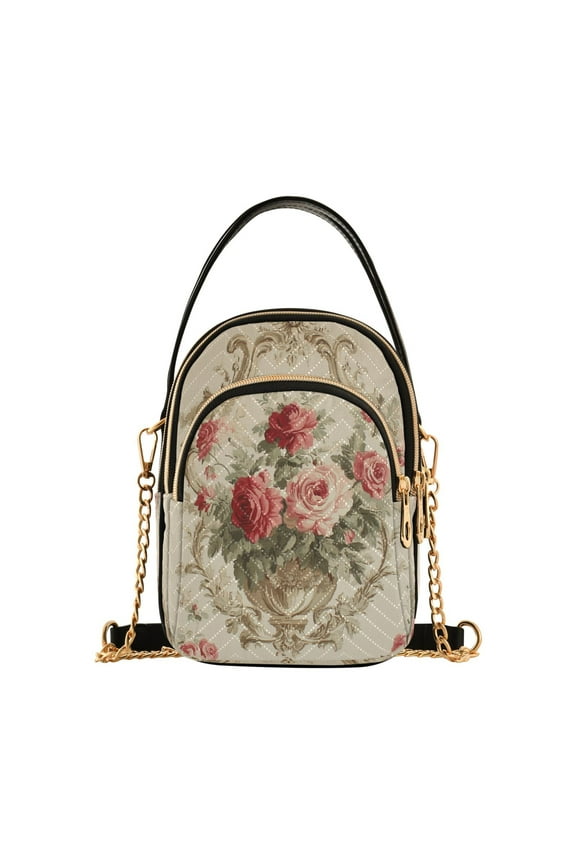 Cross Body Fashion Shoulder Waist Purse Bags Vintage Rose Bouquet Pocket Handbags