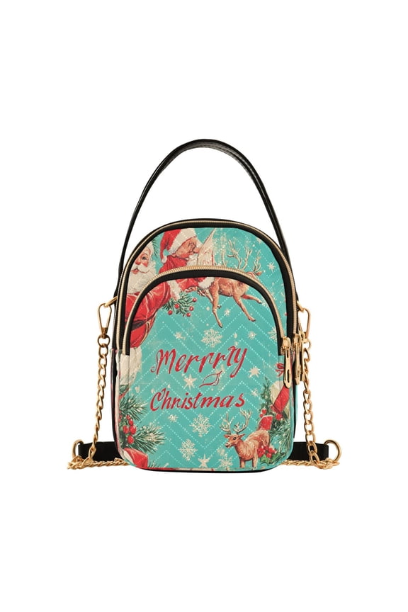 Cross Body Fashion Shoulder Waist Purse Bags Vintage Santa Christmas Cheer Pocket Handbags