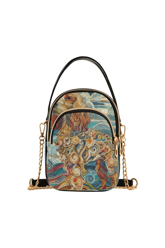 Cross Body Fashion Shoulder Waist Purse Bags Whimsical Canine in Waves Pocket Handbags