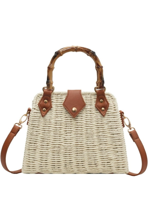 Cross Body Handbags for Women Straw Woven Beach Bag 2024 Summer Handmade Purses Wicker Rattan Bag Holiday