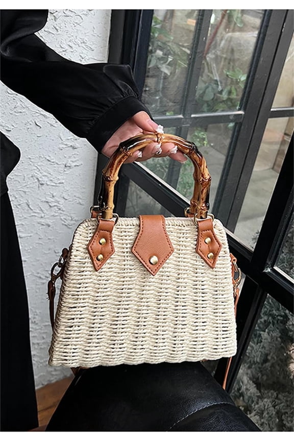 Cross Body Handbags for Women Straw Woven Beach Bag 2026 Summer Handmade Purses Wicker Rattan Bag Holiday