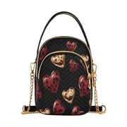 Cross Body Shoulder Handbags Bags Fashion Glam Heart Metallic Romance Pattern