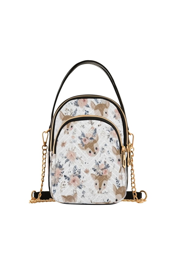 Cross Body Shoulder Handbags Bags Fashion Vintage Fawn Garden Pattern