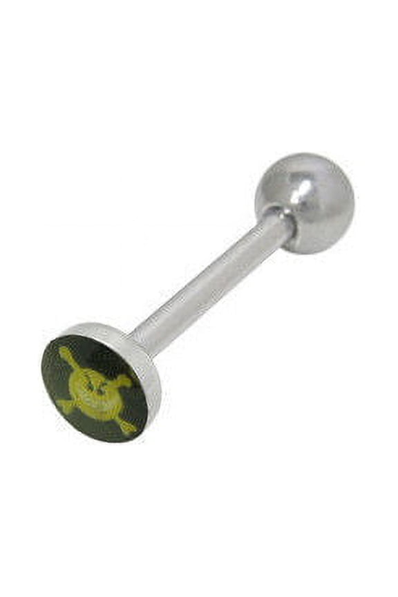 Cross Bones Face Tongue Ring