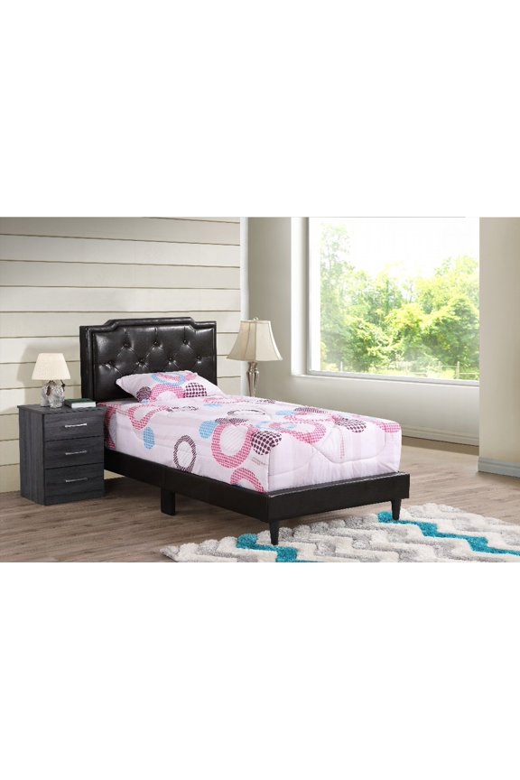 Twin Size Metal Platform Bed Frame with Cappuccino Finish, No Box Spring Needed, for Bedroom