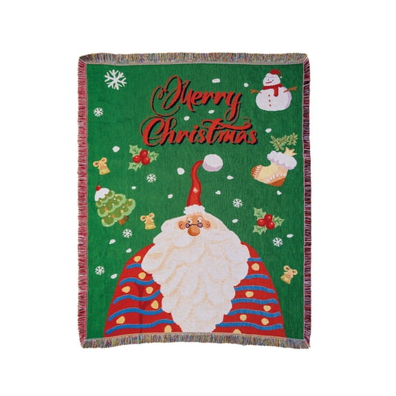 Cross Border Christmas Tapestry Santa Claus Holiday Style Sofa Blanket Decorative Universal Throw Blanket Cartoon Print