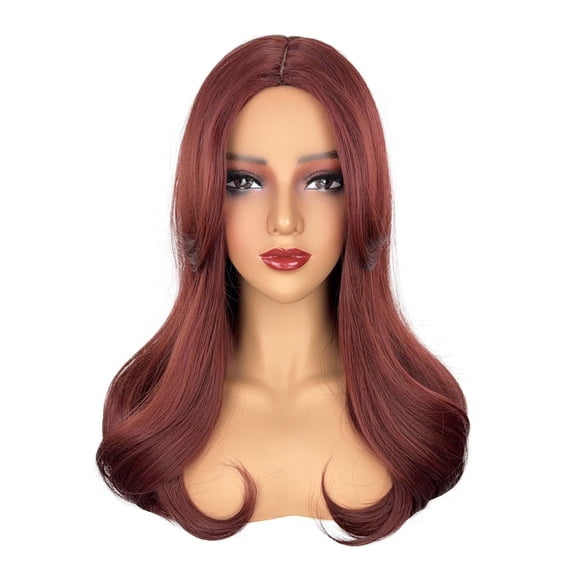 Cross-Border E-commerce Fake Hair Source Wine Red Gradient Color Long Curly Hair Big Waves European and American Foreign Trade Chemical Fiber Headgear Female Wholesale