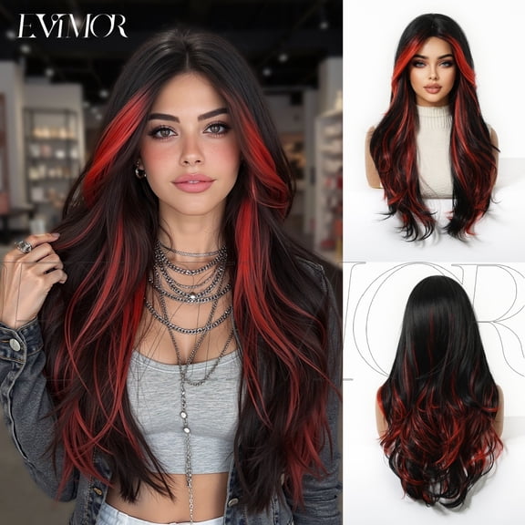 Cross-Border Hot-Selling Cosplay Wig for Women Full Head Wig with Highlights Red Big Waves European and American Fashion Synthetic Wig Wigs