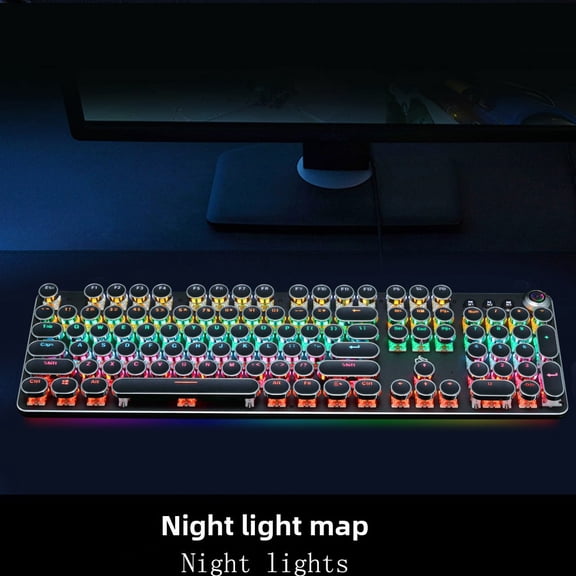 Cross-Border K820 Punk Retro Knob Wired Mechanical Keyboard Macro Definition Plug-in Switch Blue Switch Gaming Office