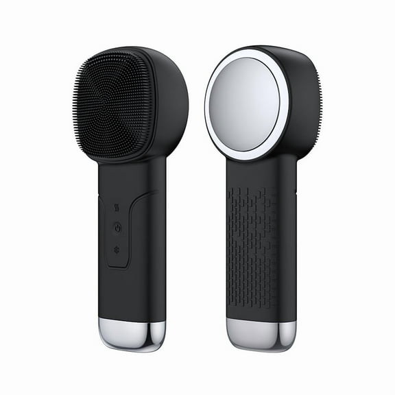Cross-Border New Silicone Facial Cleansing Instrument Red Blue Light Vibration Face Washing Instrument Hot and Cold Compress Electric Massage Beauty Introduction Instrument