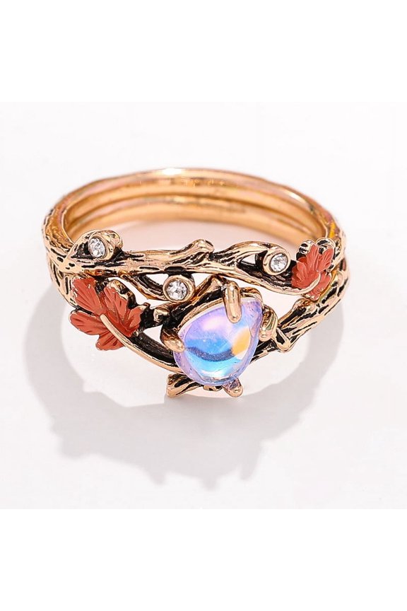 Cross-Border New Vintage Gold Branch Maple Leaf Ring Premium  Gift Ring Female Niche Design