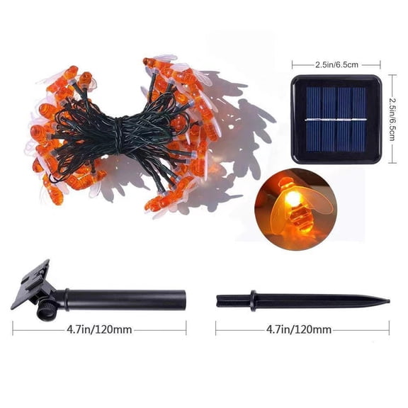 Cross-Border in Stock LED Outdoor Solar Bee Lighting Chain Outdoor Courtyard Christmas Decoration Acrylic Battery Light