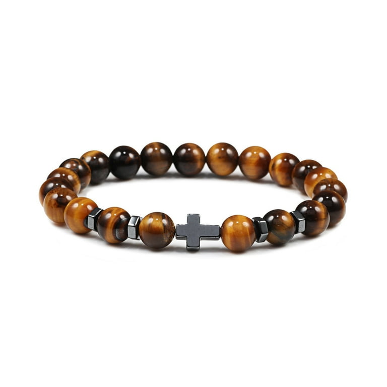 Cross Bracelet Cross Beads Bracelet Men Women Stretch Bracelet