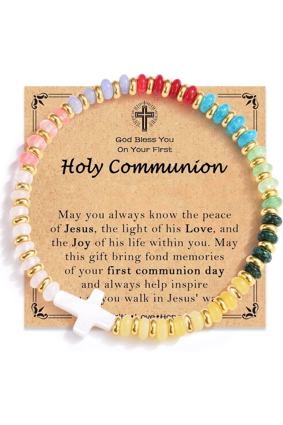 Cross Bracelet Easter Baptism Confirmation First Communion Christian Catholic Religious Gifts , Easter Basket Stuffers for women men -Christmas Valentines Birthday Gifts