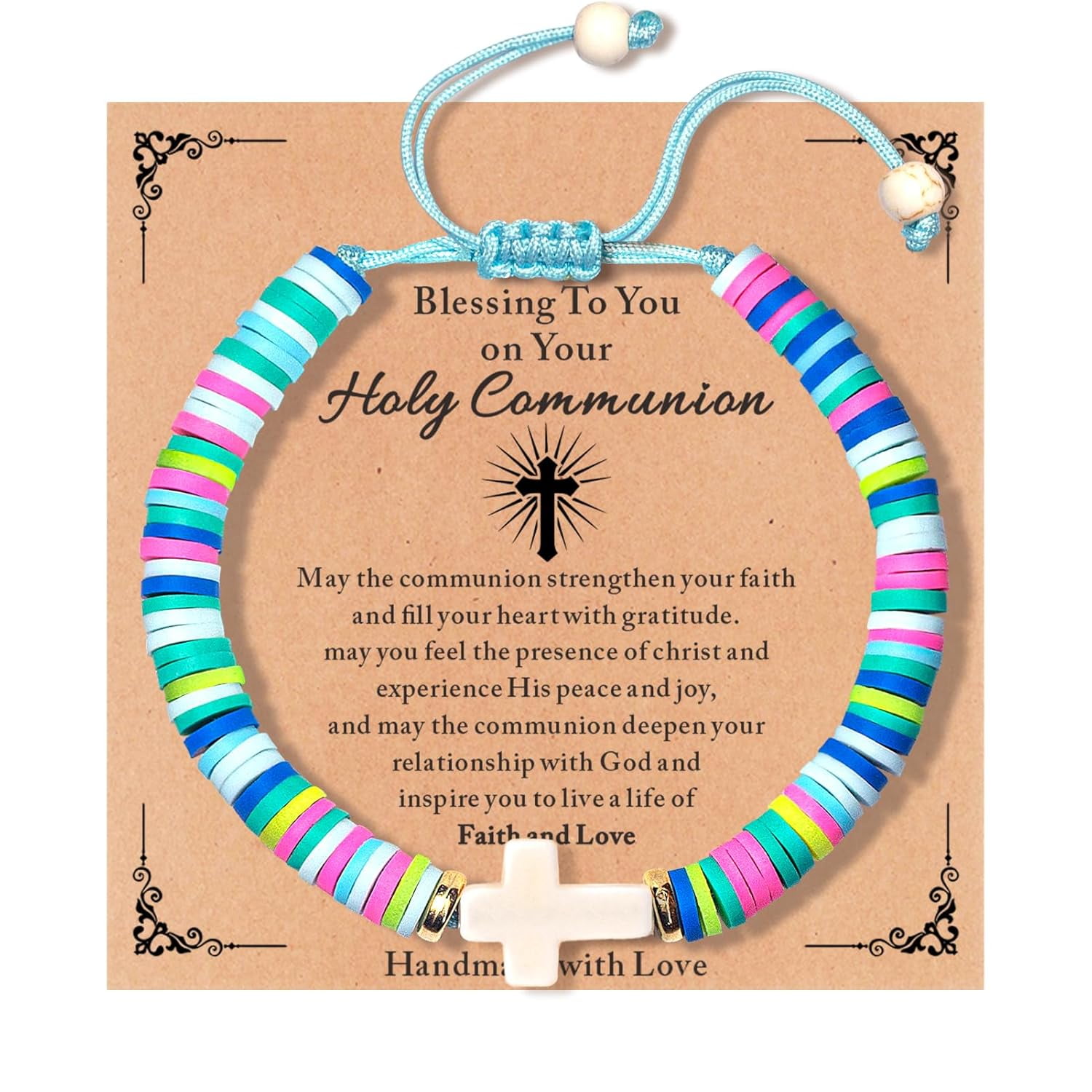 Infinity Cross Bracelet For Girls – Stainless Steel & White Beads, Adjustable For Baptism, Communion & Gifts