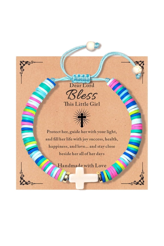 Cross Bracelet for Girls First Communion, Baptism, Confirmation Gifts for Teenage Girl, Little Girls Religious Faith Jewelry Christian Gifts for kids Godchild Daughter Graduation Catholic
