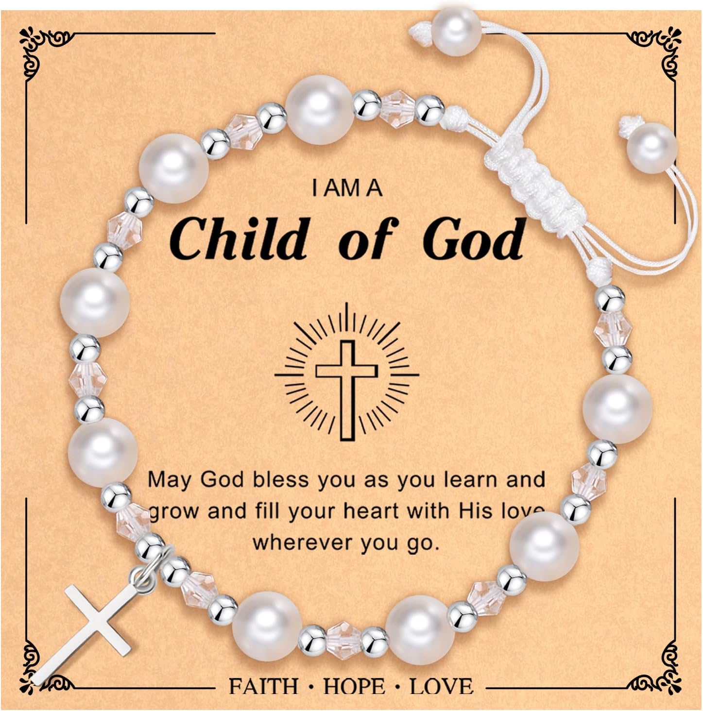 Cross Bracelet for Girls Ideal for Baptism, First Holy Communion