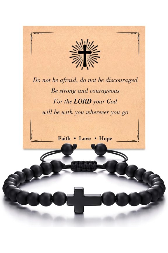 Cross Bracelet for Men, Christian Gifts for Men, Cross Jewelry Religious Gifts for Men Husband Boyfriend Son Brother Grandson, Easter, Christmas, Birthday