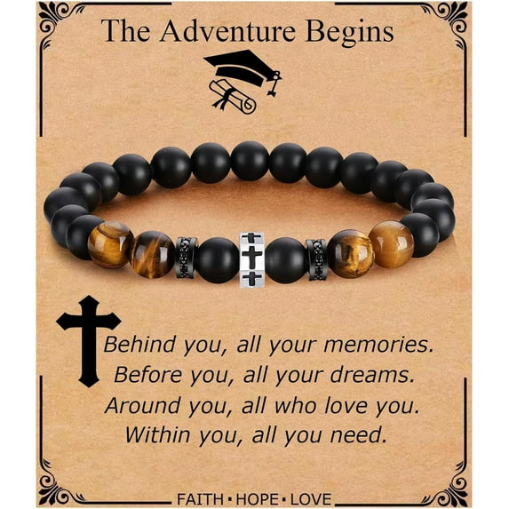 Cross Bracelet for Men Son Brother Boyfriend Father Dad Husband Father's Day Birthday Christian Religious Faith Graduation Anniversary Christmas Jewelry Gift for Man