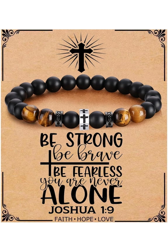 Cross Bracelet for Men Son Brother Boyfriend Father Dad Husband Father's Day Birthday Christian Religious Faith Graduation Anniversary Christmas Jewelry Gift for Man